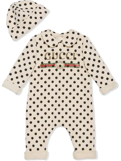 Gucci Babies' Polka-dot Print Two-piece Set In White