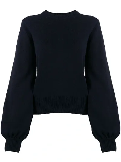 Chloé Bishop-sleeve Cashmere Jumper In Blue