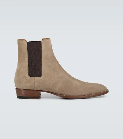 Saint Laurent Wyatt Suede Chelsea Boots In 9870 New Sigaro