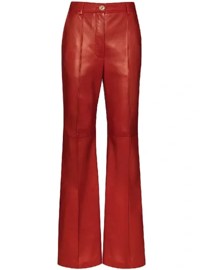 Gucci Plongé Leather High Waist Pants In Red