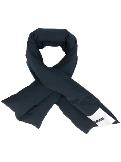 Jil Sander Logo-patch Padded Down Scarf In Blue