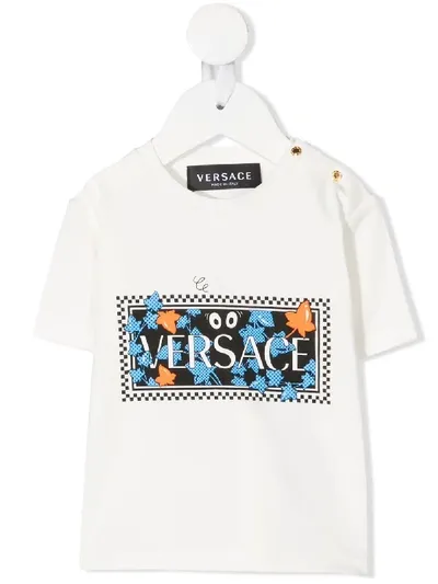 Young Versace Babies' Graphic-print Crew Neck T-shirt In White