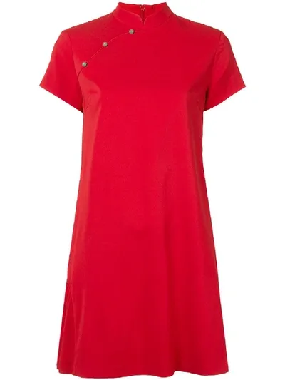 Shanghai Tang Qipao Ruffle Mini Dress In Red