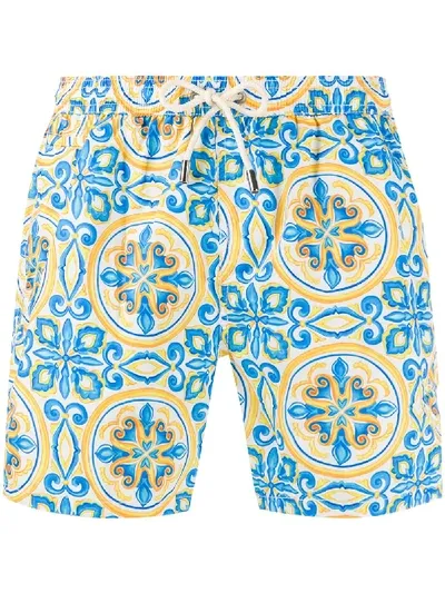 Mc2 Saint Barth Graphic Print Swim Shorts In Blue