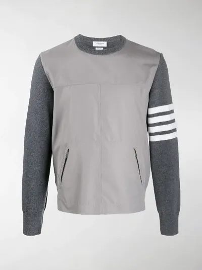 Thom Browne 4-bar Ripstop Sweatshirt In Grey