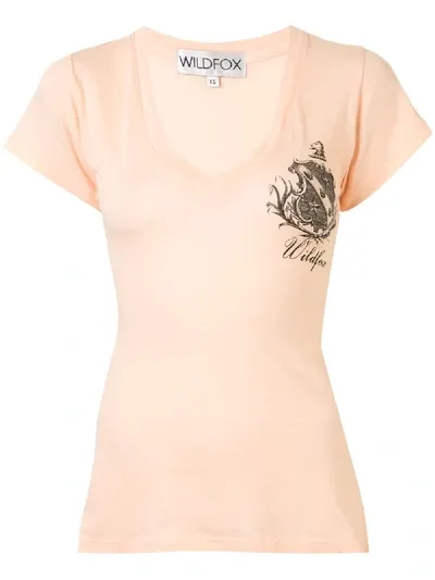 Wildfox Logo Patch T-shirt In Orange