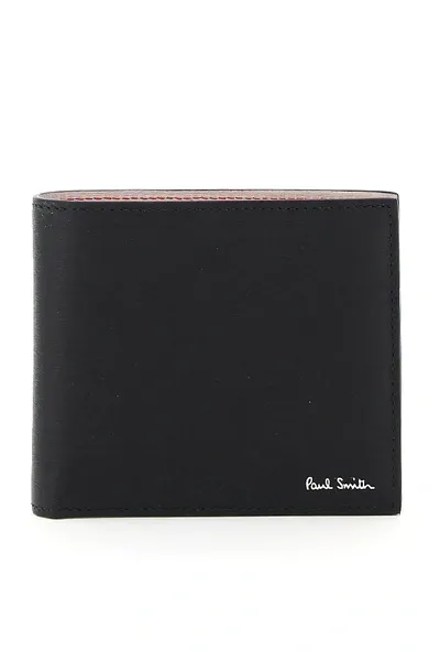 Paul Smith Bright Stripe Wallet In Black,red