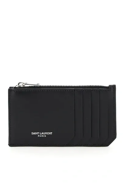 Saint Laurent Classic Fragments Zip Pouch In Black