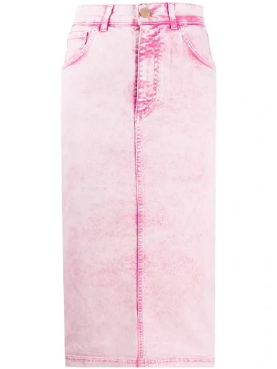 Vivetta High-waisted Midi Denim Skirt In Pink