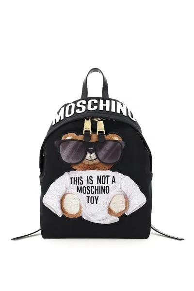 Moschino Teddy Bear Sunglasses Backpack In Black,white