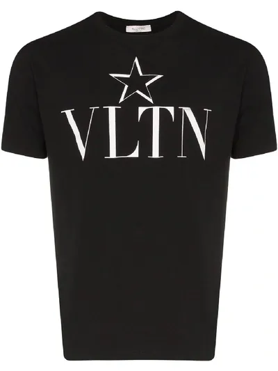 Valentino Vltn Star Crewneck T-shirt In Black