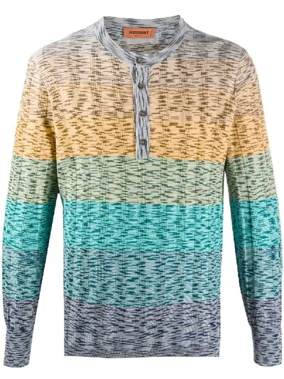 Missoni Colour-block Cotton Sweatshirt In Blue