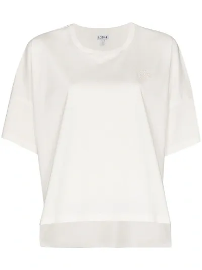 Loewe Logo-embroidered Cotton T-shirt In White