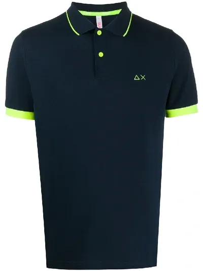 Sun 68 Embroidered Logo Polo Shirt In Blue