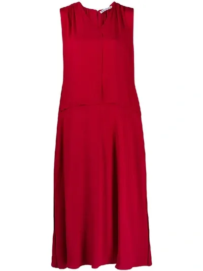 Acne Studios Draped Sleeveless Midi Dress In Red