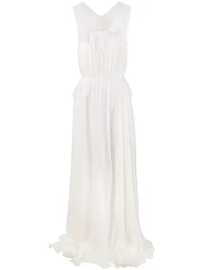 Maria Lucia Hohan Arabella Lace-embellished Silk Gown In Neutrals