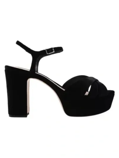 Schutz Keefa Nubuck Ankle-strap Platform Sandals In Black