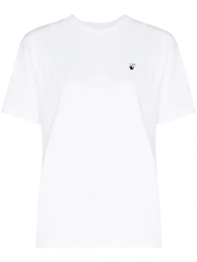 Off-white Flower Arrow Print Cotton T-shirt In White