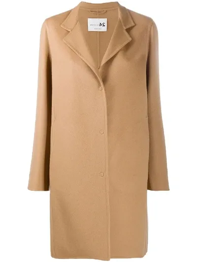 Manzoni 24 Single-breasted Midi Coat In Neutrals