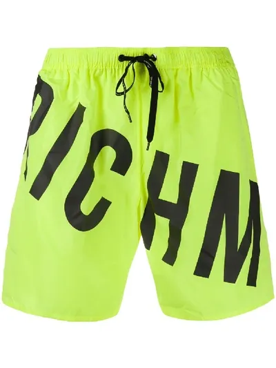 John Richmond Bron Logo-print Swim Trunks In Yellow