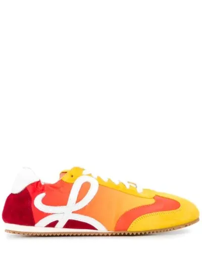 Loewe 100mm Ballet Nylon & Suede Sneakers In Yellow,orange,red