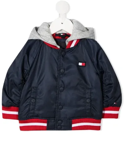 Tommy Hilfiger Junior Babies' Hooded Bomber Jacket In Blue