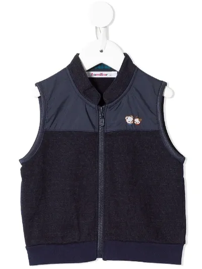 Familiar Kids' Animal Motif Gilet In Blue