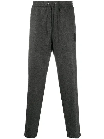 Moncler Logo Patch Detail Straight-leg Track Pants In Grey