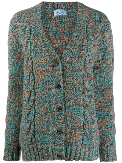 Prada Grob Gestrickter Cardigan In Blau