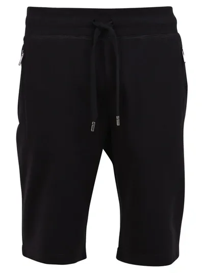 Dolce & Gabbana Logo Patch Drawstring Track Shorts In Black