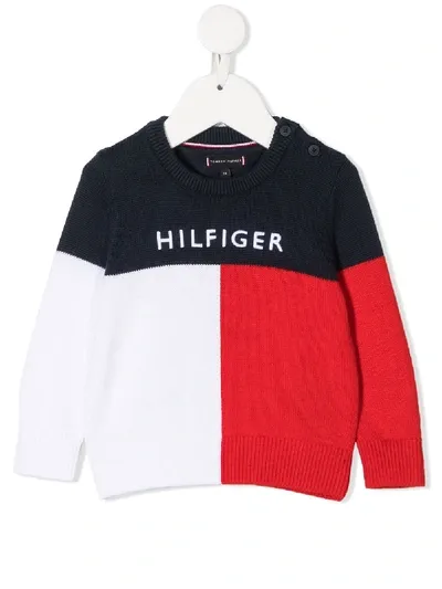 Tommy Hilfiger Junior Babies' Color-block Knit Jumper In Blue