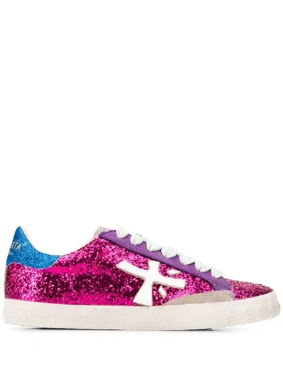 Premiata Steven Glitter-detail Sneakers In Pink