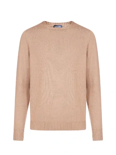 Drumohr Fine Knit Crew Neck Sweater In Cammello