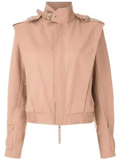 Reinaldo Lourenço Funnel Neck Bomber Jacket In Brown