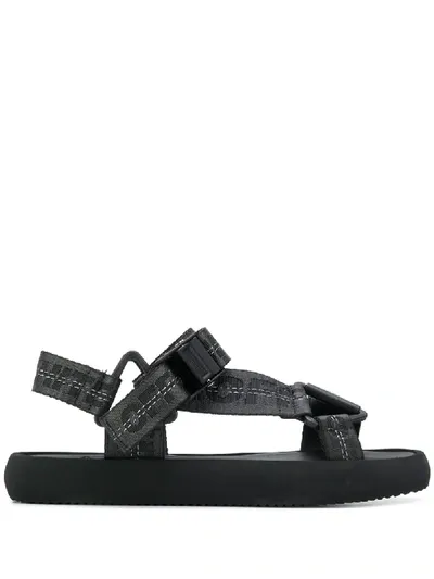 Off-white Strappy Flat Sandals In Black