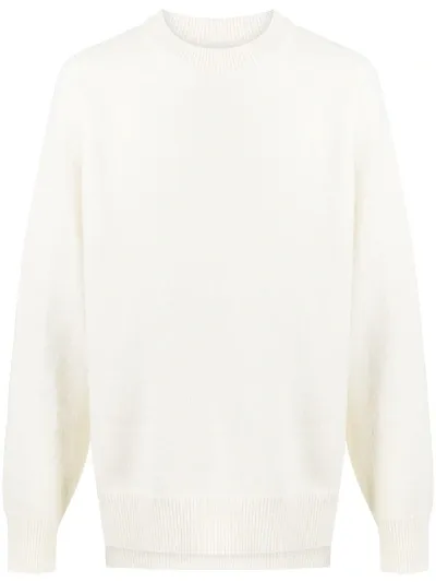 Jil Sander High-low Hem Knitted Sweater In White