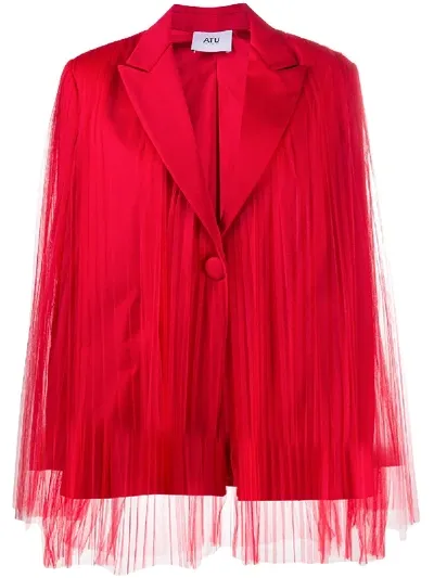 Atu Body Couture Villain Tulle Single-breasted Blazer In Red