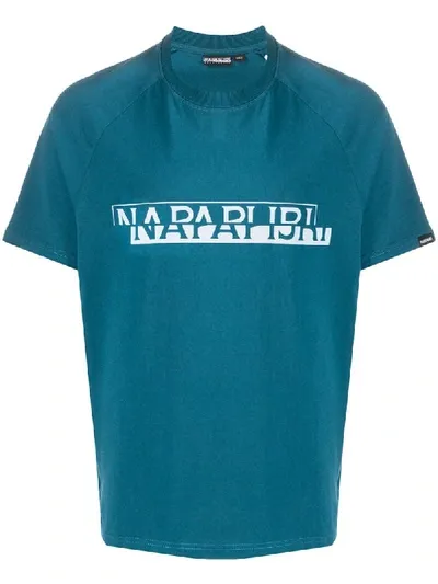 Napapijri Sire Logo Print T-shirt In Blue