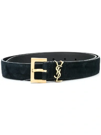 Saint Laurent Logo Plaque Belt In Black