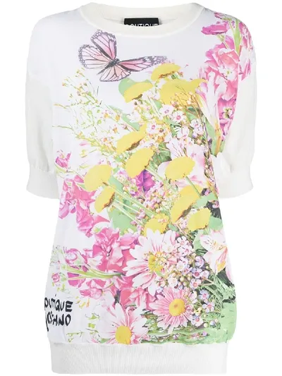 Moschino Floral Print T-shirt In White