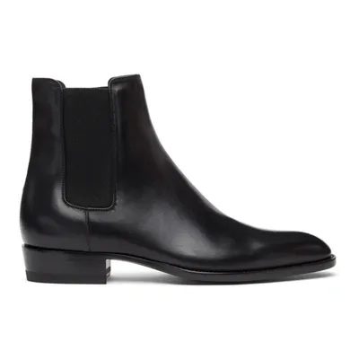 Saint Laurent Wyatt 30mm Leather Chelsea Boots In Black