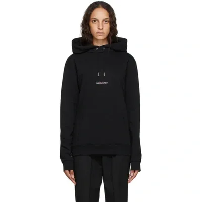 Saint Laurent Black Rive Gauche Hoodie In Noir Blanc