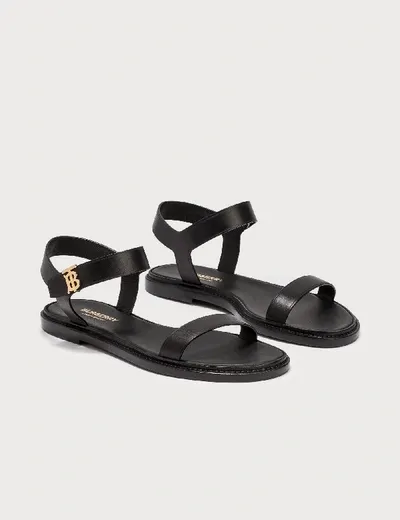 Burberry Monogram Motif Leather Sandals In Black