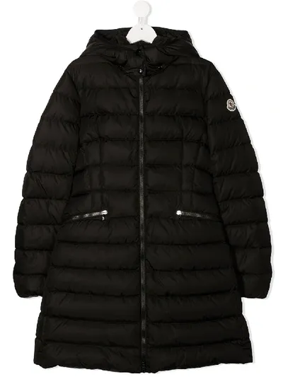 Moncler Teen Daunenmantel Mit Kapuze In Black