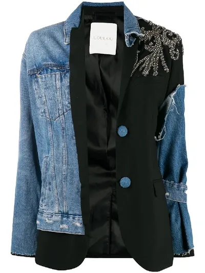 Loulou Denim Embellished Jacket In Black