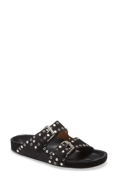 Isabel Marant Lennyo Stud-embellished Suede Sandals In Black