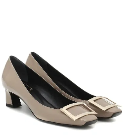 Roger Vivier Trompette 45 Patent Leather Pumps In Grey