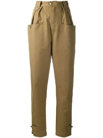 Isabel Marant Pocket Detail Cotton Trousers In Brown