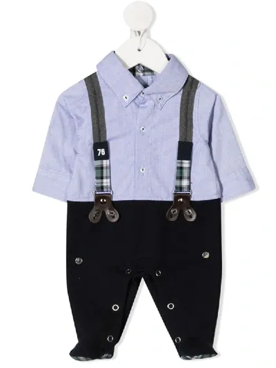 Lapin House Babies' Shirt-panelled Pajamas In Blue