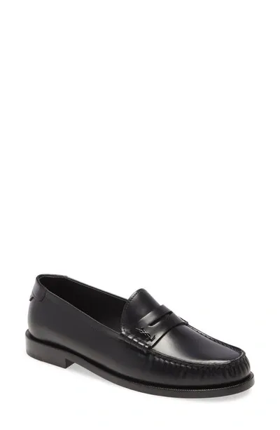 Saint Laurent Black Monogramme Moccassin Loafers